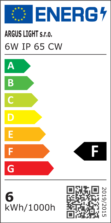 ARGUS LED pásek 6W CW - studená ( 6000 K) IP65 - energetický štítek