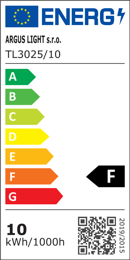ARGUS TL3025/10 LED svítidlo bílá (BL) - energetický štítek