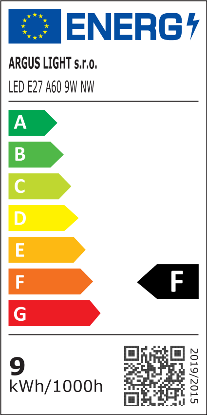 ARGUS LED žárovka E27 A60 8,5W - žárovka standard NW - normální (4000 K) - energetický štítek