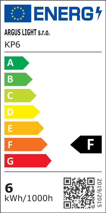 ARGUS KP6 LED panel - přisazené svítidlo bílá (BL) - energetický štítek
