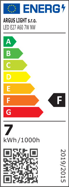 ARGUS LED žárovka E27 A60 7W - žárovka standard NW - normální (4000 K) - energetický štítek